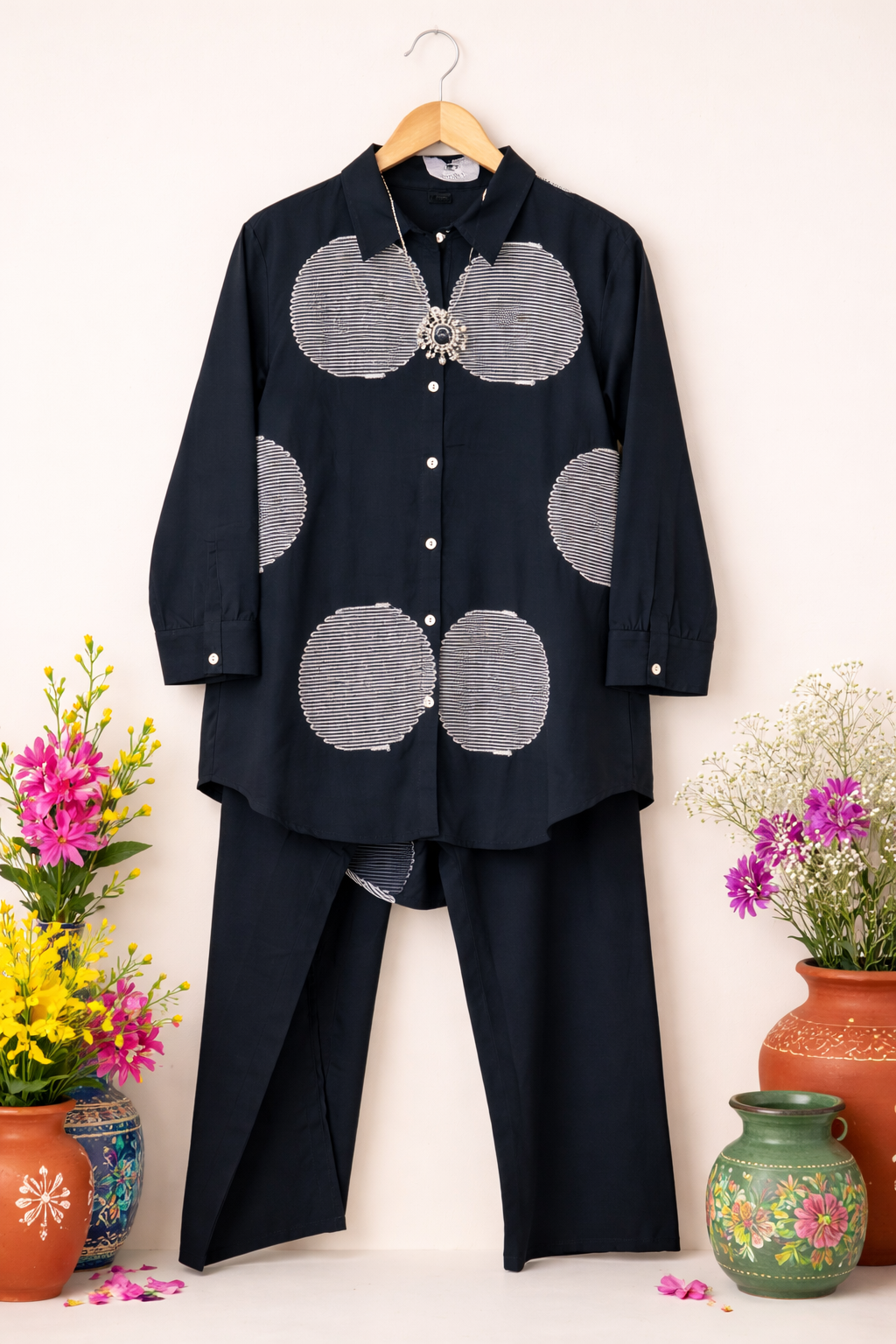 Nevy Blue Embroidered Co-ord Set