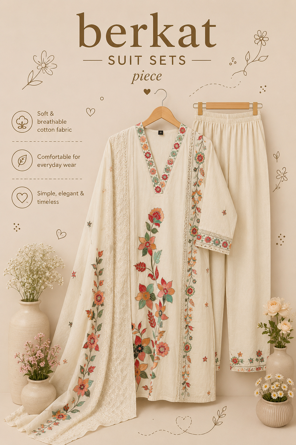 White Embroidered Suit Set