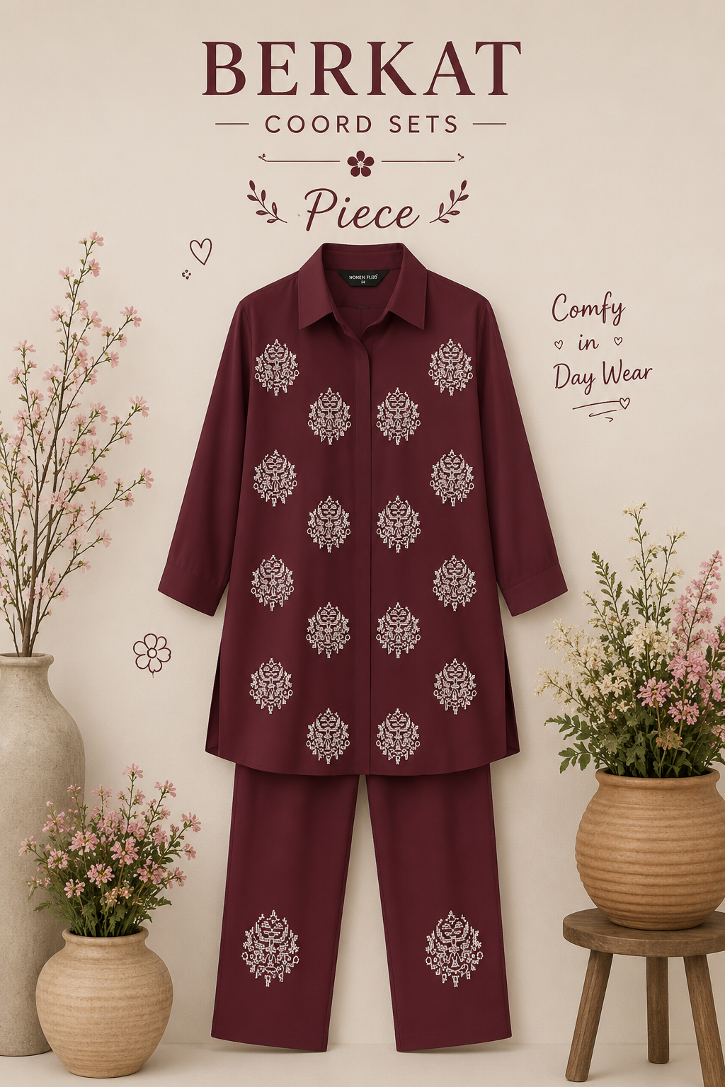 Rayon Thread Embroidered Co-ord Set