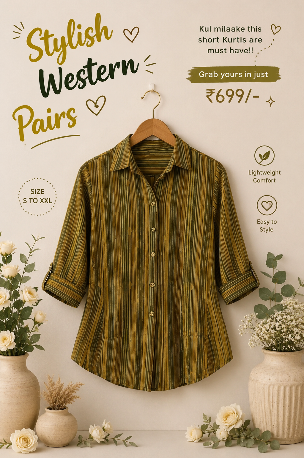 Collar Neck Printed Short Kurti