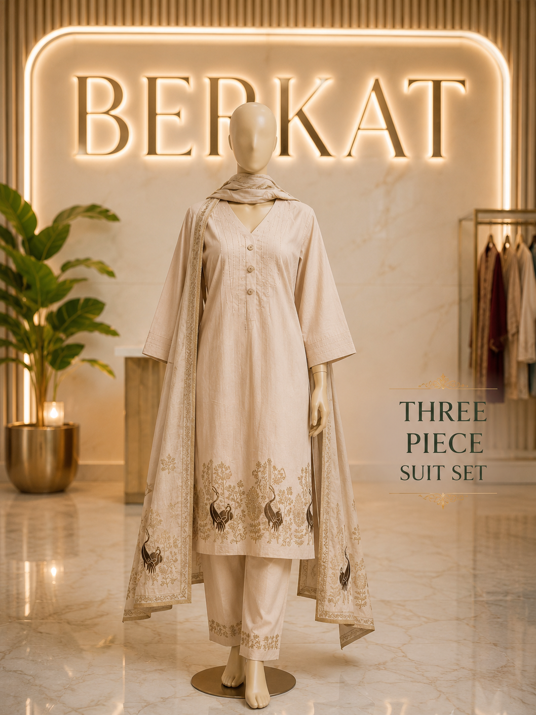A-Line Embroidered Suit Set