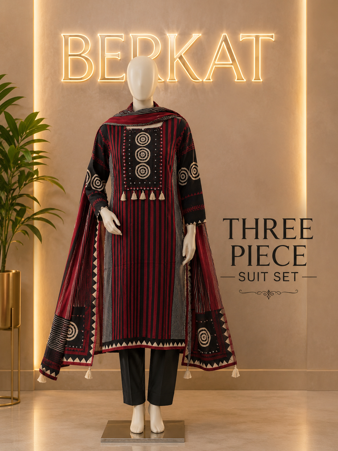 Stripe Cotton Suit Set