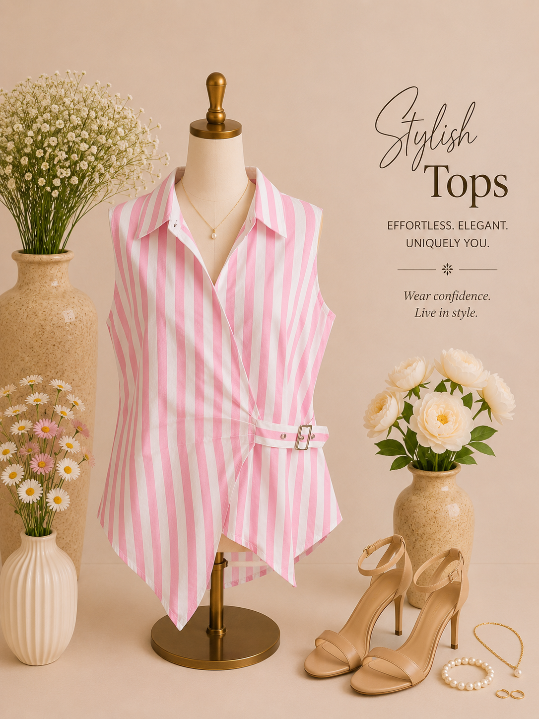 Beautiful Stripe Half Sleeve Top