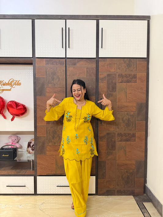 Yellow Organza Farshi Salwar