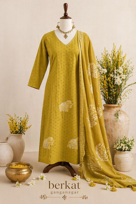 Schiffli Cotton Suit Set