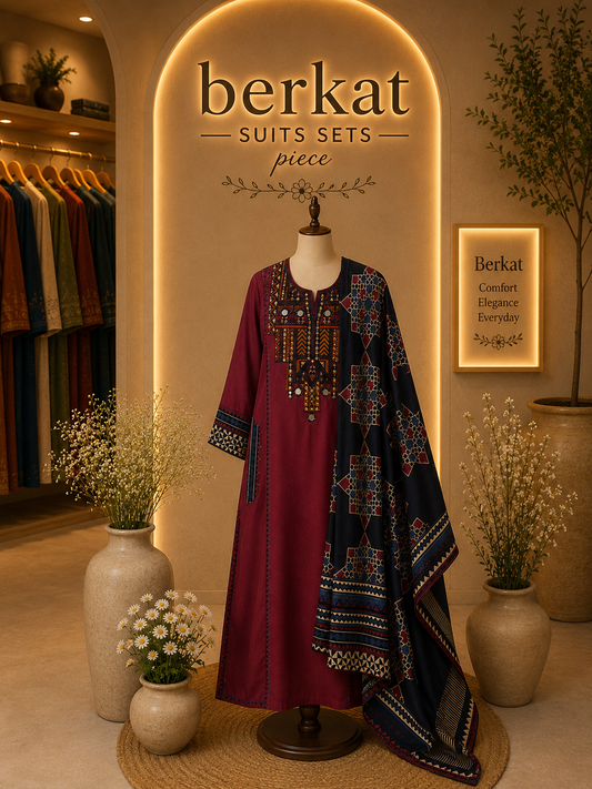 Red Embroidered Suit Set