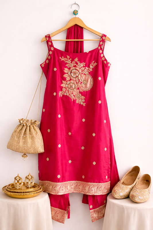 Banarsi Sleeveless Suit Set
