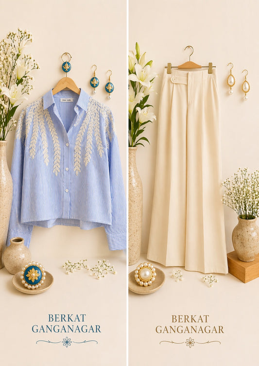 Crop Embroidered Cotton Shirt