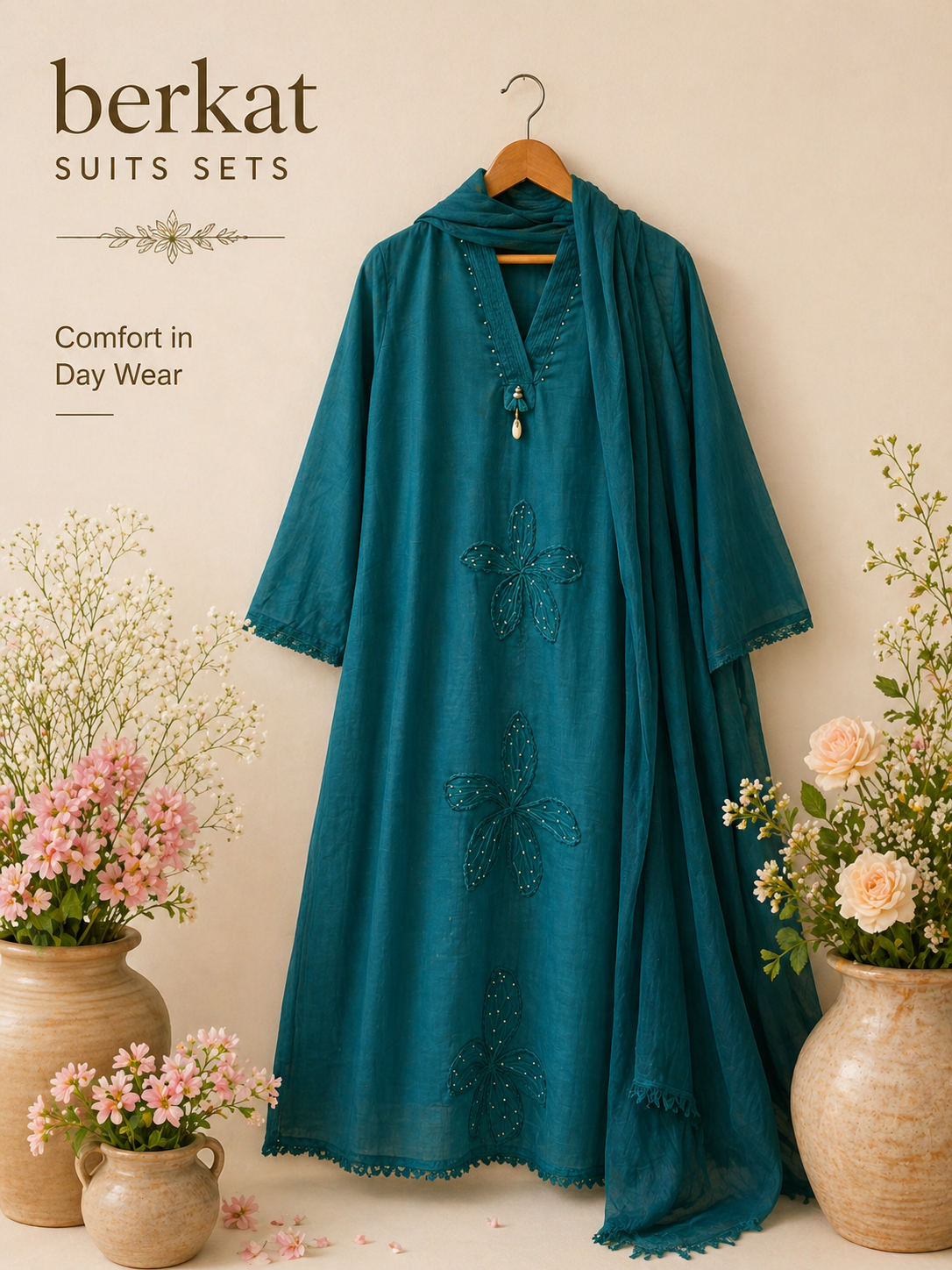 Mul Cotton Thread Work Suit