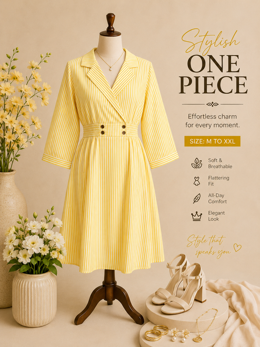 Stripe Knee Length One Piece
