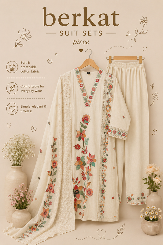 White Embroidered Suit Set