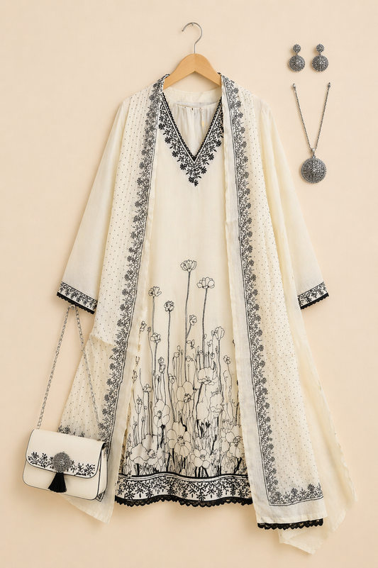 White Farshi Salwaar Suit