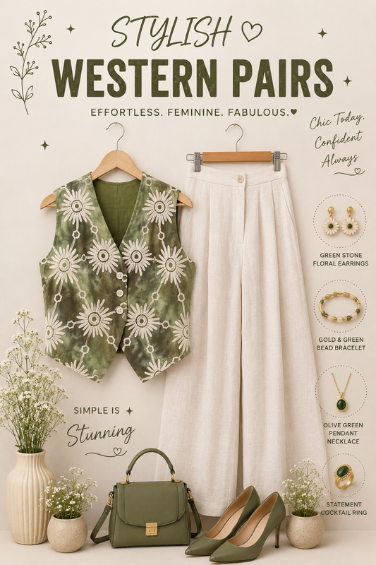 Embellished Western Green Co-ord Set