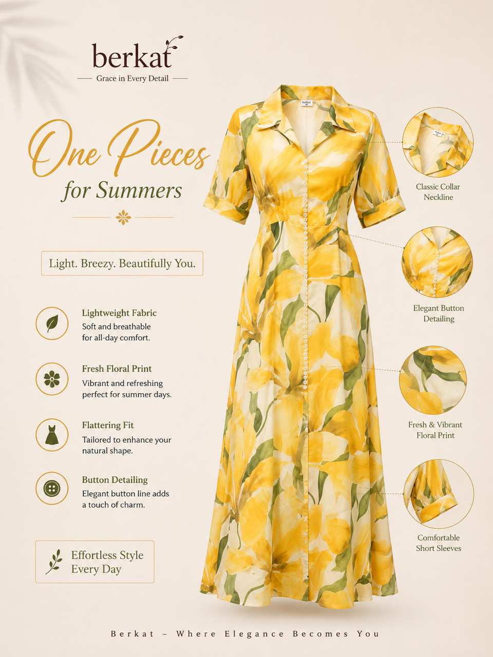 Floral Yellow One Piece