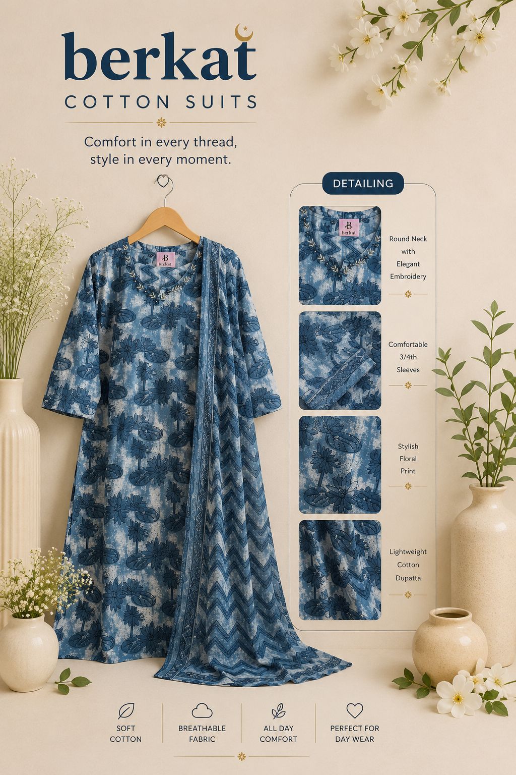 Pure Cotton Printed Suit