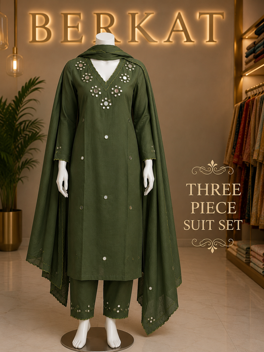 V-Neck Straight Suit Set