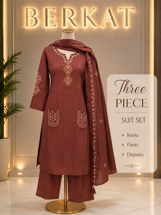 Side Pocket Straight Suit Set