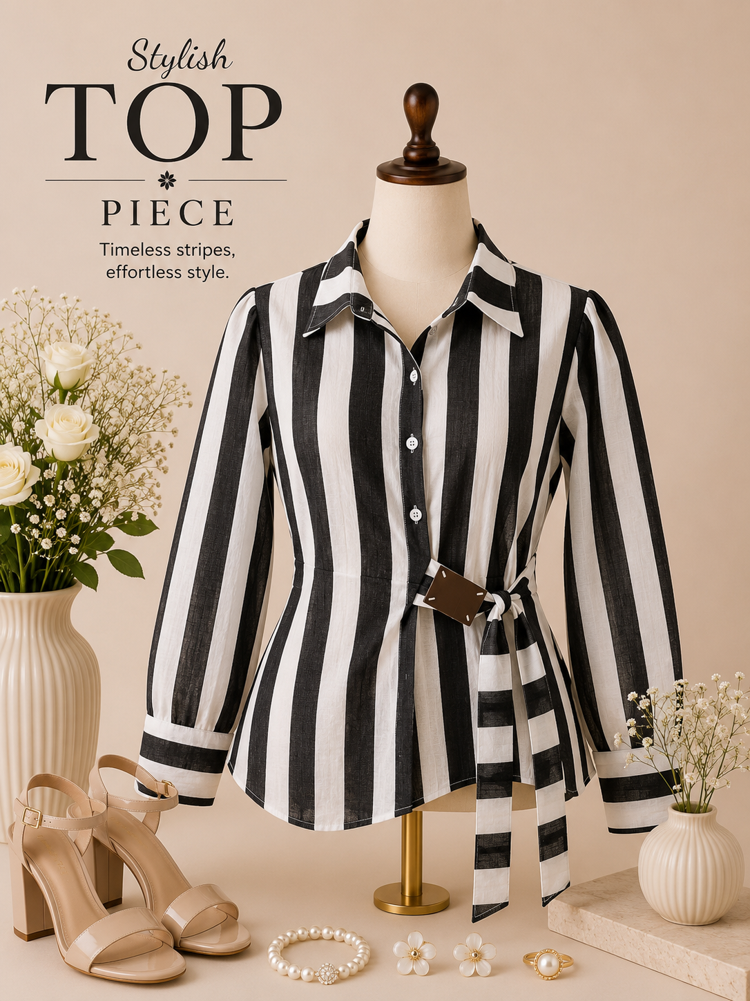 Stripe Black & White Top