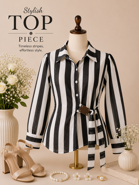 Stripe Black & White Top