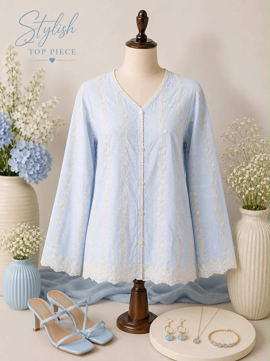 V-Neck Pure Cotton Top