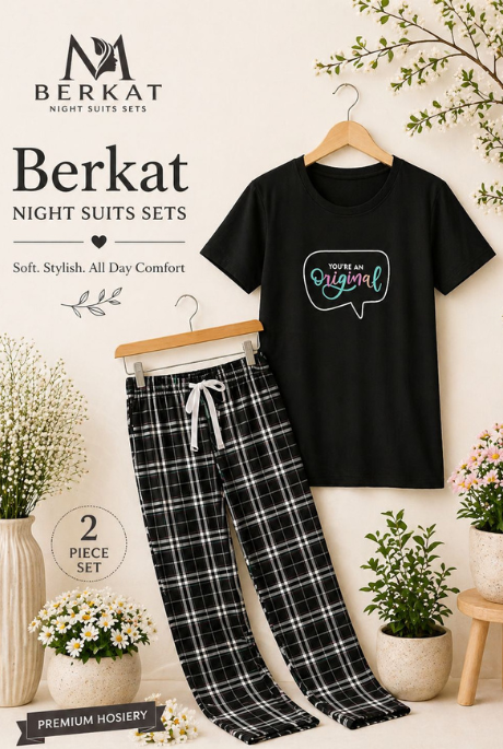 Black Check Night Suit