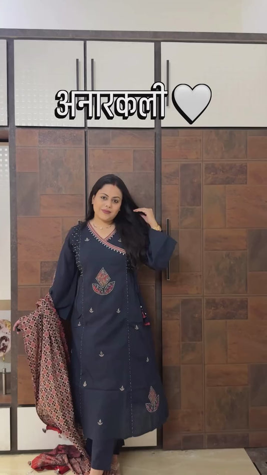 Anaarkali Printed Dupatta Suit Set