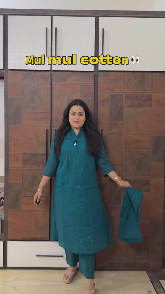 Mul Cotton Thread Work Suit