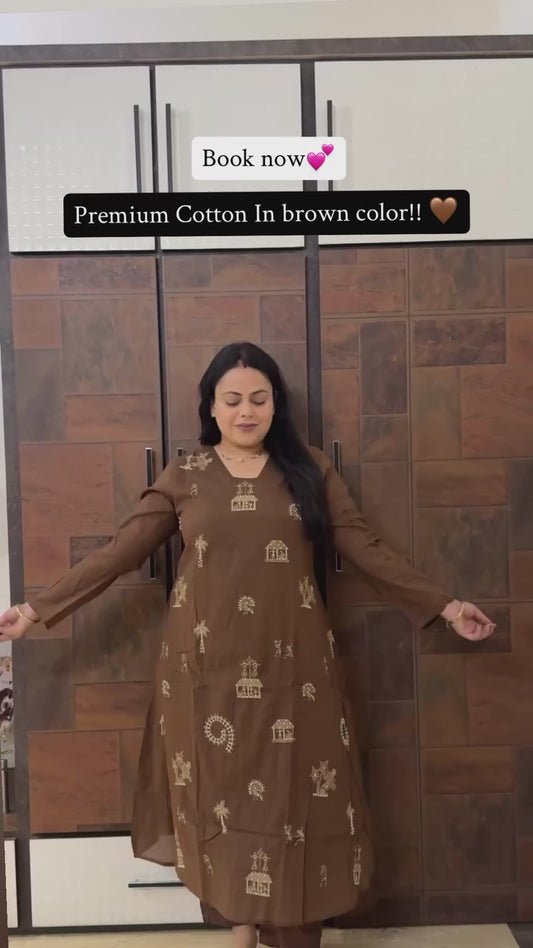 Brown Embroidered Suit Set